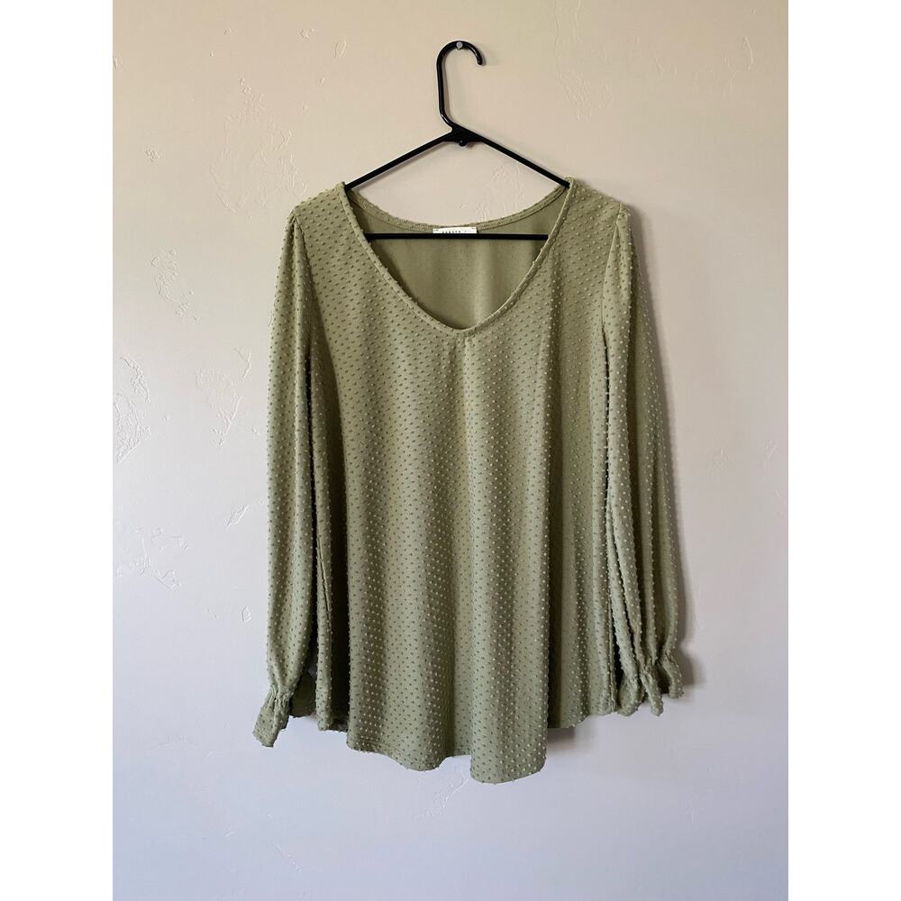 Reborn J Green Swiss Dot Long Sleeved Blouse